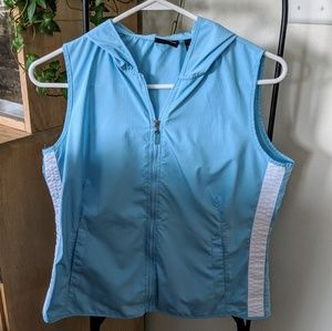 Turquoise Blue NY Jeans Sleeveless Top with Hood